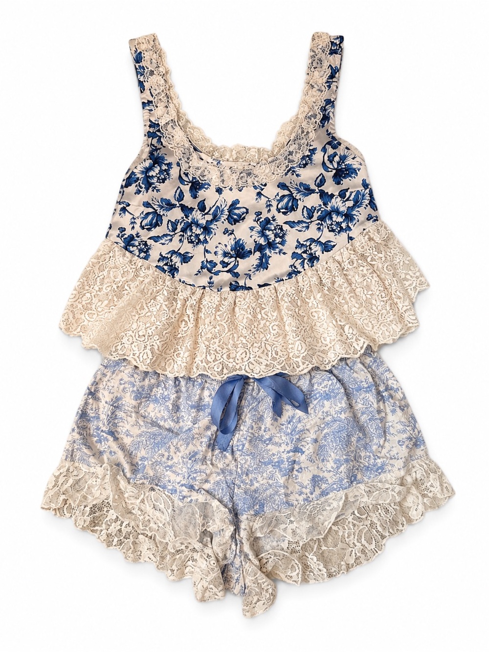 Anthropologie Blue Floral Lace Styled Set – XS/S
